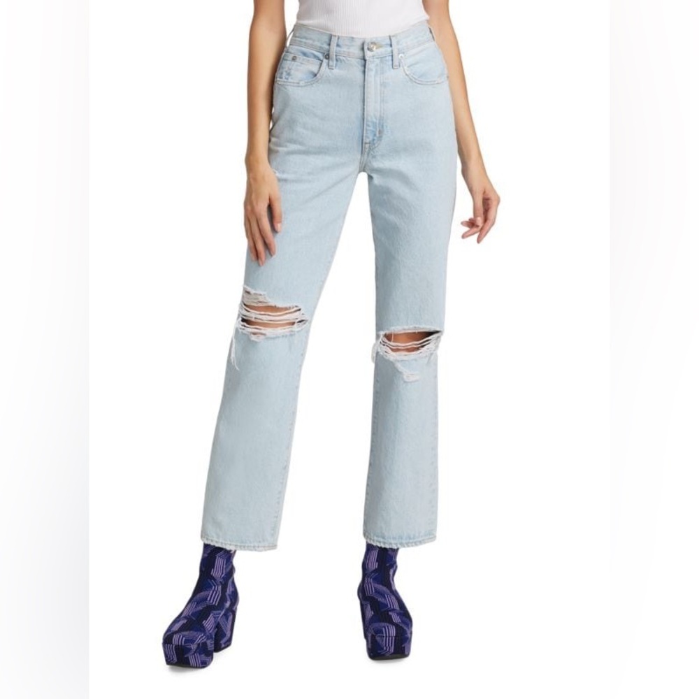 SLVRLAKE London Ankle Jeans Heartbreak Hotel Light Blue Denim Distressed Size 27